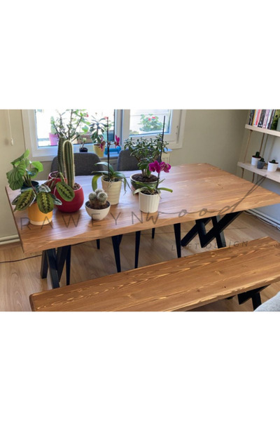 raweyn Perla Sulamalı Doğal Ahşap Yemek Masası - 70x150