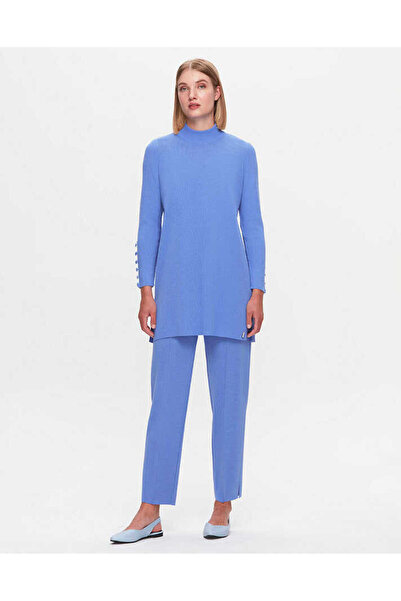 MISS DALIDA T25K-6001 Uzun Kollu Basic Triko Tunik PANNO-SAPPHIRE