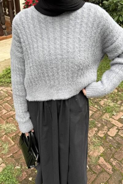 lamelif Crop Knitwear Πουλόβερ Γκρι