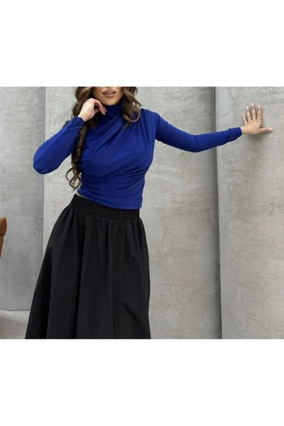 HEDEF DAİSY Women's Clothing Narrow Neckline High Neck Long Sleeve Gathered Blouse