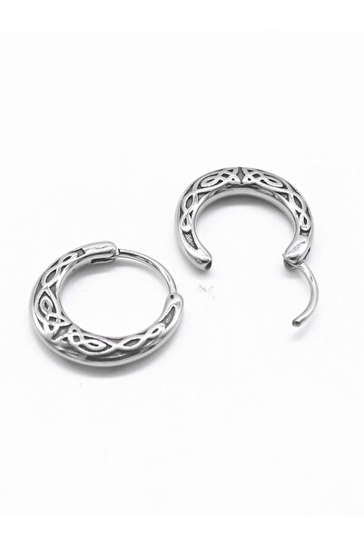 Viking Engraved Design Hoop Unisex 316L Stainless & Tarnish-Free Steel Earrings Pair