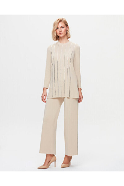 MISS DALIDA T25K-6013 Önü Taş Şertili Triko Tunik FEDE-ECRU