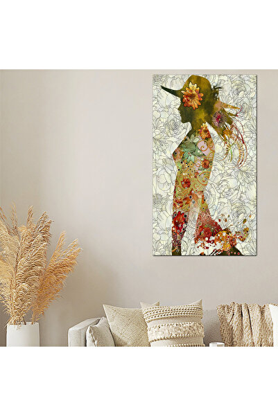 Generic لوحه جداريه كانفس - رسمة إمرأه و زهور - 693