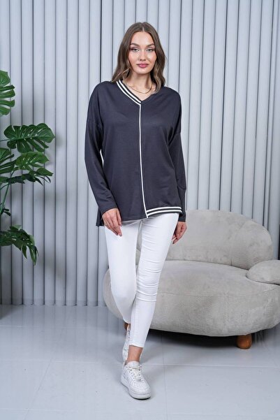 Butik Ribanalı V Yaka Bluz