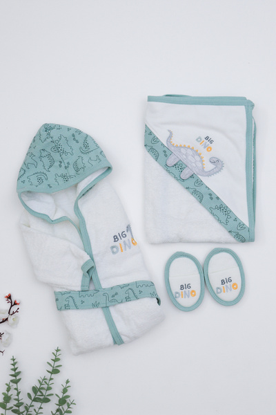 Sitilin Baby Girl Boy Luxury Bathrobe Set Towel Set 100% Cotton Fabric 0-2 Years Old Stl7102