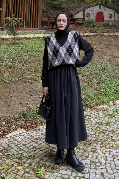 lamelif Baklava Patterned Sweater Black