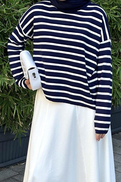 lamelif Ριγέ πουλόβερ Fisherman Navy Blue