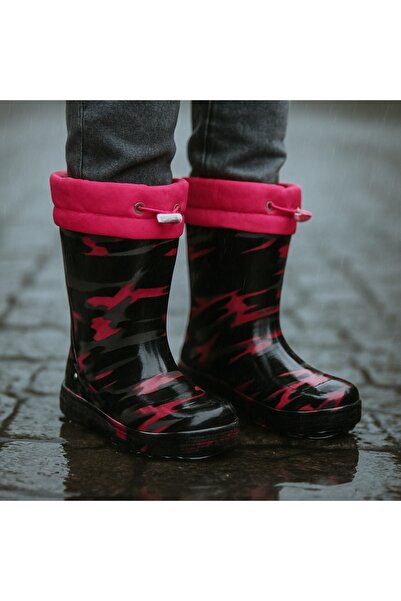 minibonito Unisex Çocuk Kamuflaj Desenli Yağmur Çizmesi