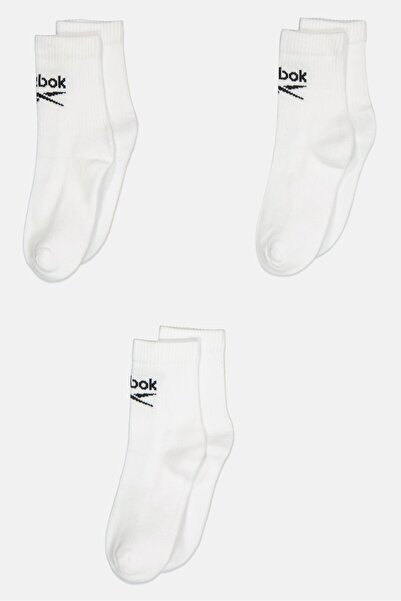 Reebok Men 3 Pairs Brand Logo Crew Socks, White