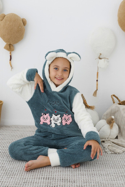 bigiyin Plush Pajama Set Girls' Pajama Set Fleece Winter Pajama Set