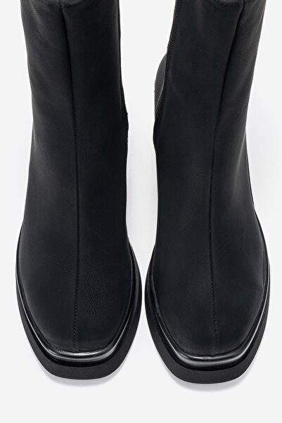 LuviShoes VALEN Siyah Nubuk Kadın Platform Topuklu Bot