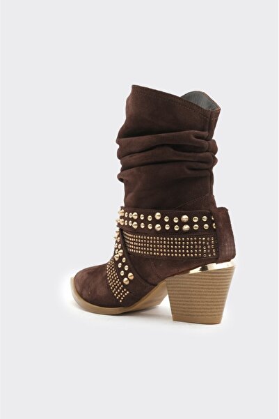 derinet Zımba Aksesuarlı Hakiki Deri Kadın Bot