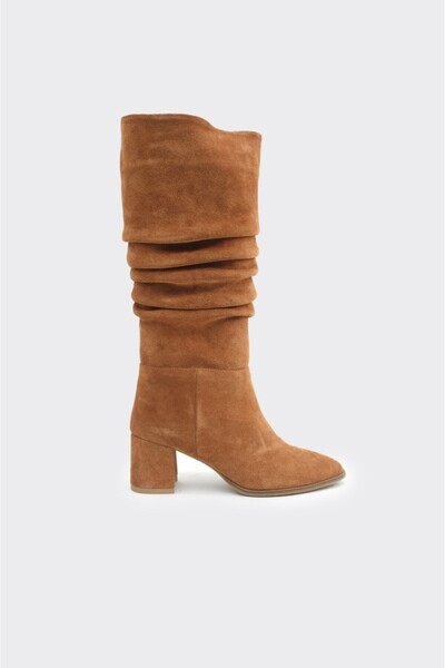 derinet Hakiki Deri Fermuarsız Kadın Çizme