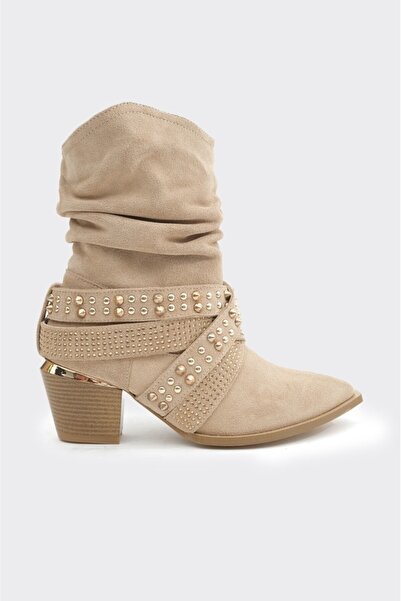 derinet Zımba Aksesuarlı Hakiki Deri Kadın Bot