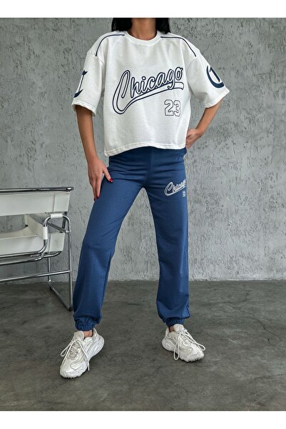 CHARME طقم بدلة رياضية صيفية للجنسين من Chicago 23 مطبوعة كبيرة الحجم