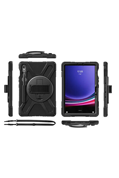 Other Husă Armor cu suport și curea pentru Galaxy Tab S9/ S9 FE (negru)