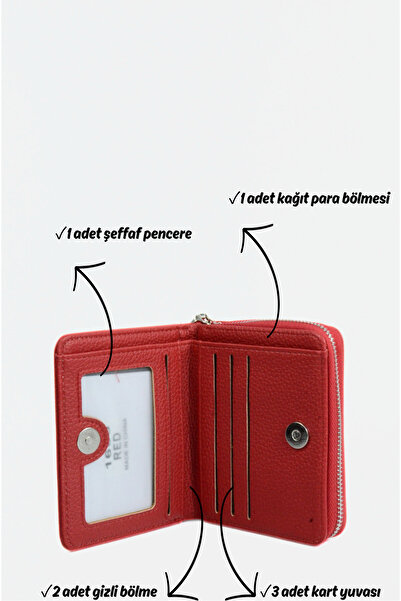 Mazel Design 1605 Genuine Leather Textured Women's Zippered Imported Wallet - Stylish, Compact, Card Holder Model