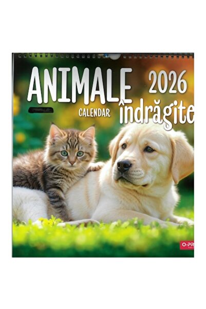 O-PRESS Calendar Animale indragite anul 2026, patrat 300 x 300 mm, 8 file