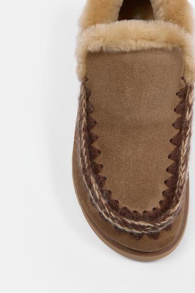 NILUFARR Yumi Brown Suede Genuine Leather Shearling Women's Boots