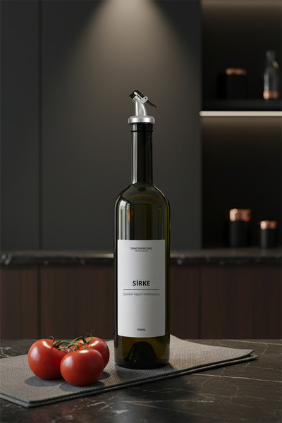 Simona Home زجاجة خل سعة 750 مل مع صنبور فضي خاص، وعاء للصلصة، زجاجة خل سعة 7...