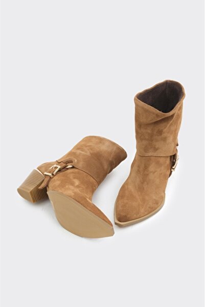 derinet Hakiki Deri Toka Aksesuarlı Kadın Bot