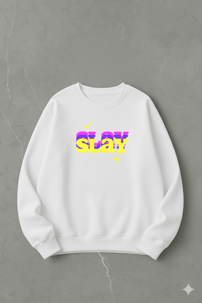 LORVEX Оверсайз унисекс памучна блуза с обло деколте – SLAY Print