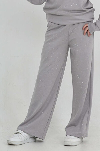 MODANINO Girl's Wide-Legged Stone-Embellished Double-Faced Fabric Top and Bottom Set 12305