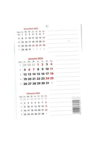 O-PRESS Calendar triptic cu planificator anul 2026, format A5 - magnetic, 8 f...