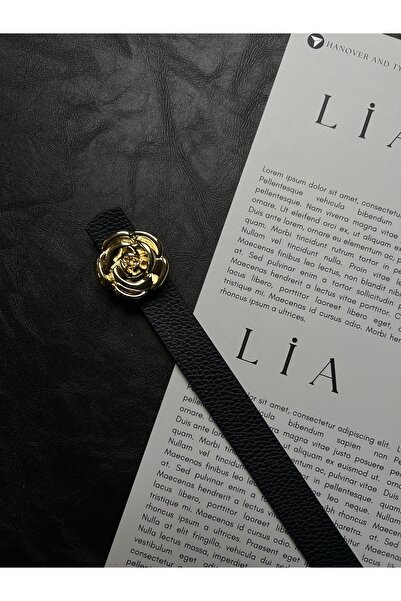 LİA KEMER Trace Gül Gold Buckle Model Women's Belt Waist Belt Coat Belt Dress Belt Trouser Belt