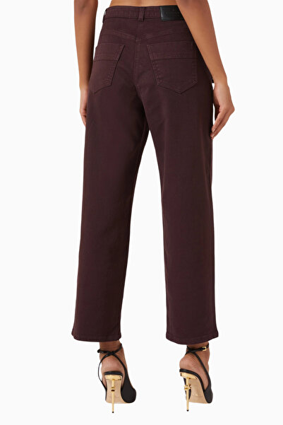 Elisabetta Franchi Mini Çanta Detaylı, Kısa Paça Straight Fit Denim Jean