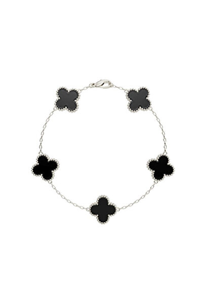 ElectraStore Silver Luxury Onyx Bracelet Set