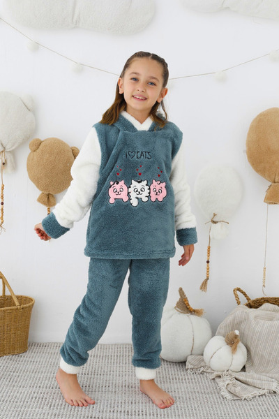 bigiyin Plush Pajama Set Girls' Pajama Set Fleece Winter Pajama Set