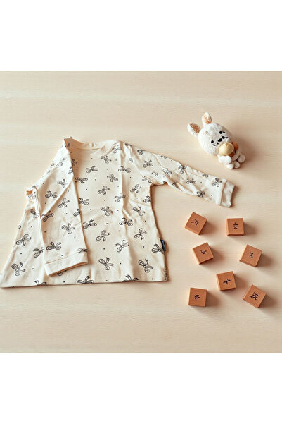 Miniworld %100 pamuklu ekru kız çocuk pijama takımı