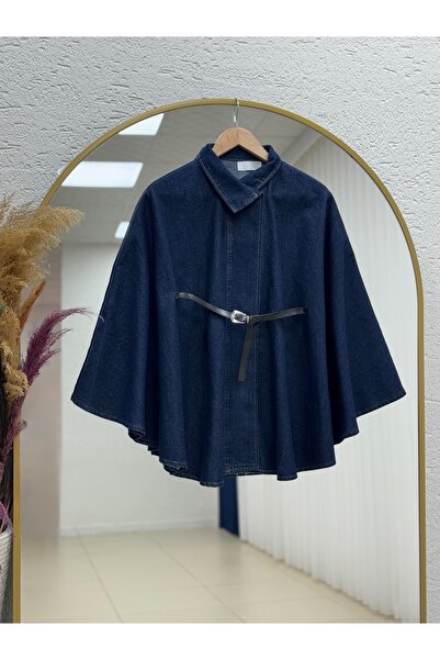 BENAHOLL Mahsa Belted Denim Poncho-Ls7778 Denim Color