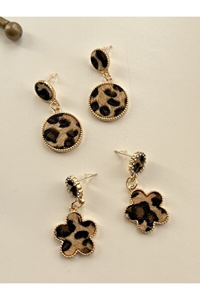 YOUES JEWELRY Çelik Minimal Leopar Desenli Sallantılı Lüx Kadın Küpe