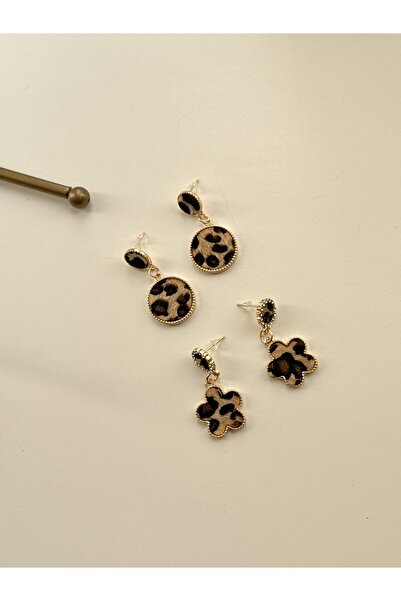 YOUES JEWELRY Çelik Minimal Leopar Desenli Sallantılı Lüx Kadın Küpe