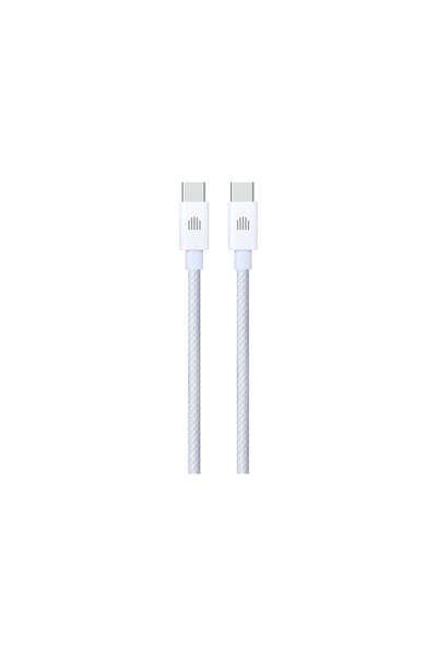 Dviced Cablu de date USB-C la USB-C din nailon textil, 1,25 m, alb