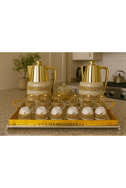 Radin Thermose Set Of 22Pieces 2Pc Thermose 6Tea Cups With 6soucers 6Cawa Cup 1Tray 1Sugar Bowl For Home