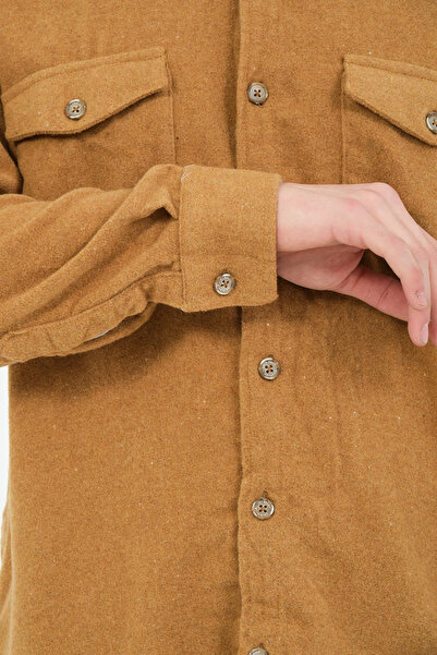 Cosplay Erkek Rahat Kesim Spor Yaka Oduncu Flanel Çift Cep Kapaklı Kışlık Gömlek