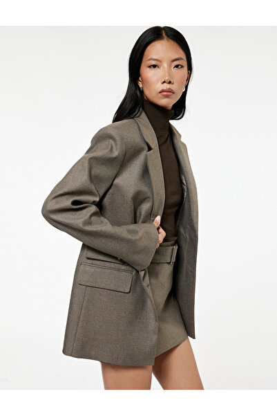 Koton Μπλέιζερ με μεγάλο γιακά με μακρυμάνικο μπλέιζερ με λεπτομέρεια τσέπης με κουμπιά