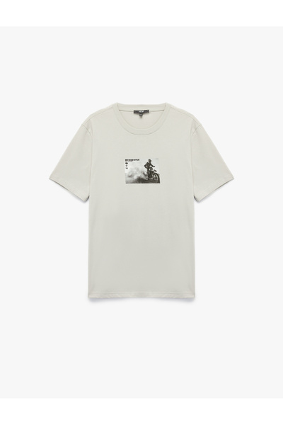 Koton Regular Fit Kısa Kollu Bisiklet Yaka Pamuklu Baskılı Tişört