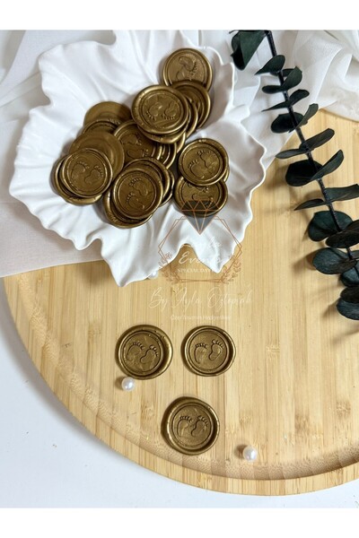 LAYLAEVENTS Hazır Mum mühür 25 adet -antik -gold-bebek ayağı