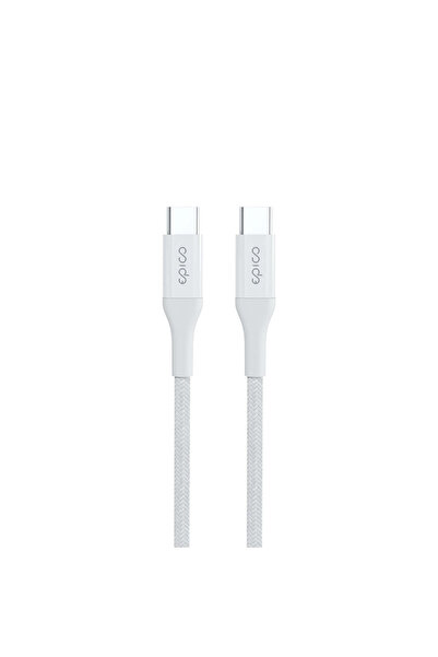 Epico Cablu de date USB-C la USB-C, textil, 0,3 m, alb