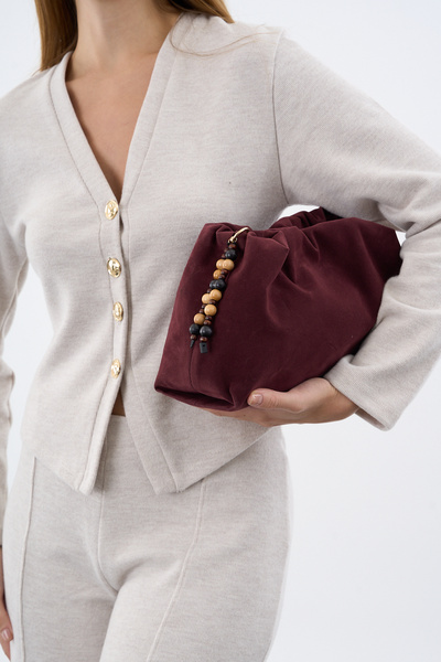 Çantacımstore Geantă pentru femei din piele intoarsa burgundy