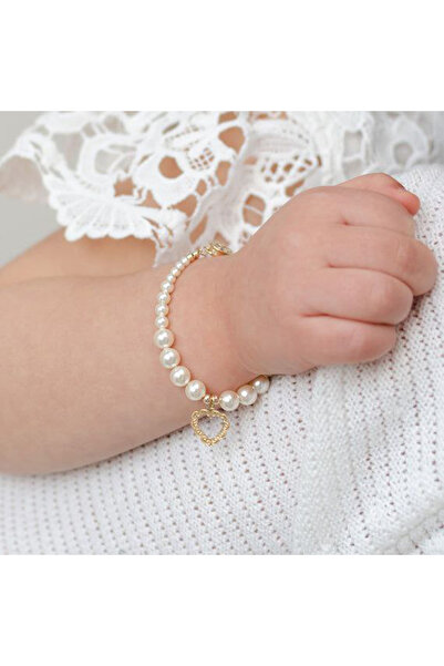 Shiklik سوار أنيق على شكل قلب من اللؤلؤ باللون الأبيض للفتيات