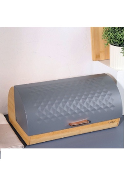 Arow - Dubai Rhoda Bamboo Metal Rail Lid Bread Cabinet Bread Box