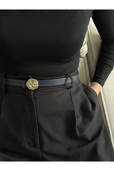 LİA KEMER Trace Gül Gold Buckle Model Women's Belt Waist Belt Coat Belt Dress Belt Trouser Belt