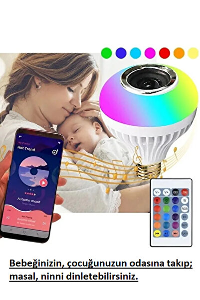 Ouptec Bluetooth Hoparlörlü Kumandalı Rgb Akıllı Led Ampul- Ninni Masal Çalar Ampul