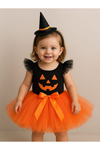 kostümbul Kız Çocuk Halloween Bal Kabağı Kostümü