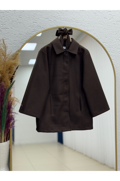 BENAHOLL Palton scurt Leyna cu curea în talie-BN8664 maro